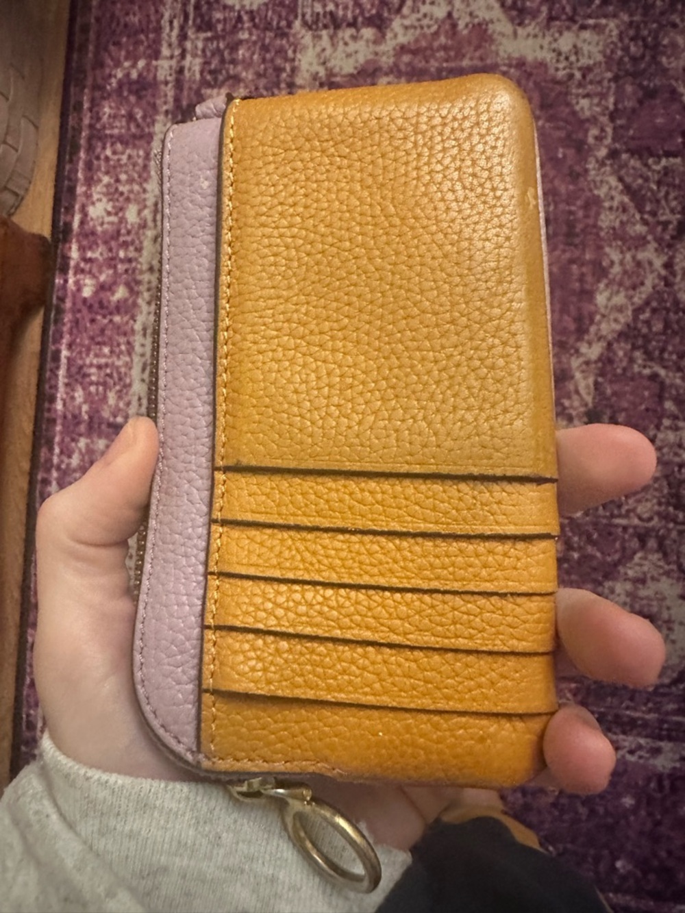Tory Burch Mauve Pebbled Leather Zip Wristlet - Picture 3 of 9